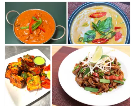 Basil Indian & Thai Grill team preparing Indian and Thai dishes in Montclair, NJ
